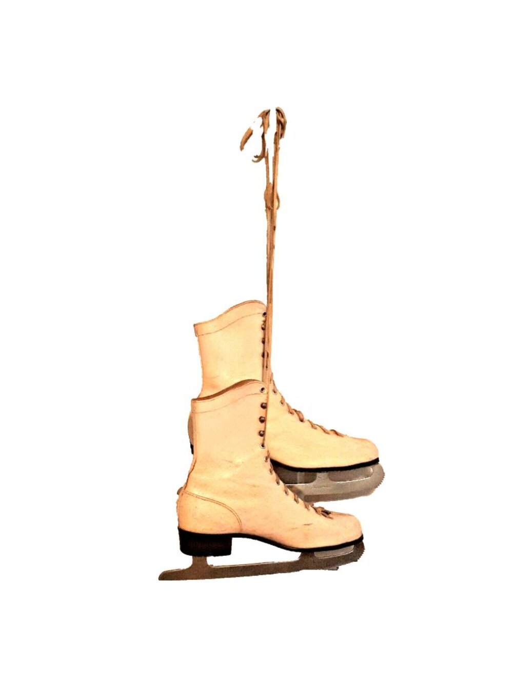 Womens Ice Skates Vintage 1960s Authentic Steel Blades Size 8